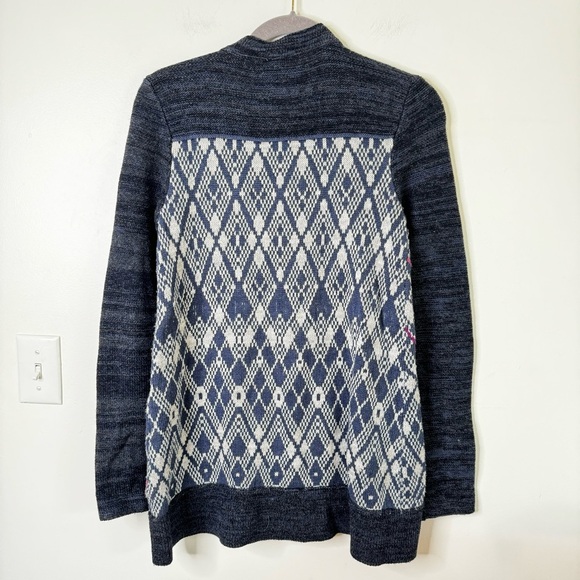 Free People Foxtrot button front wool oversized Cardigan grandpa Navy Multi - Picture 8 of 9